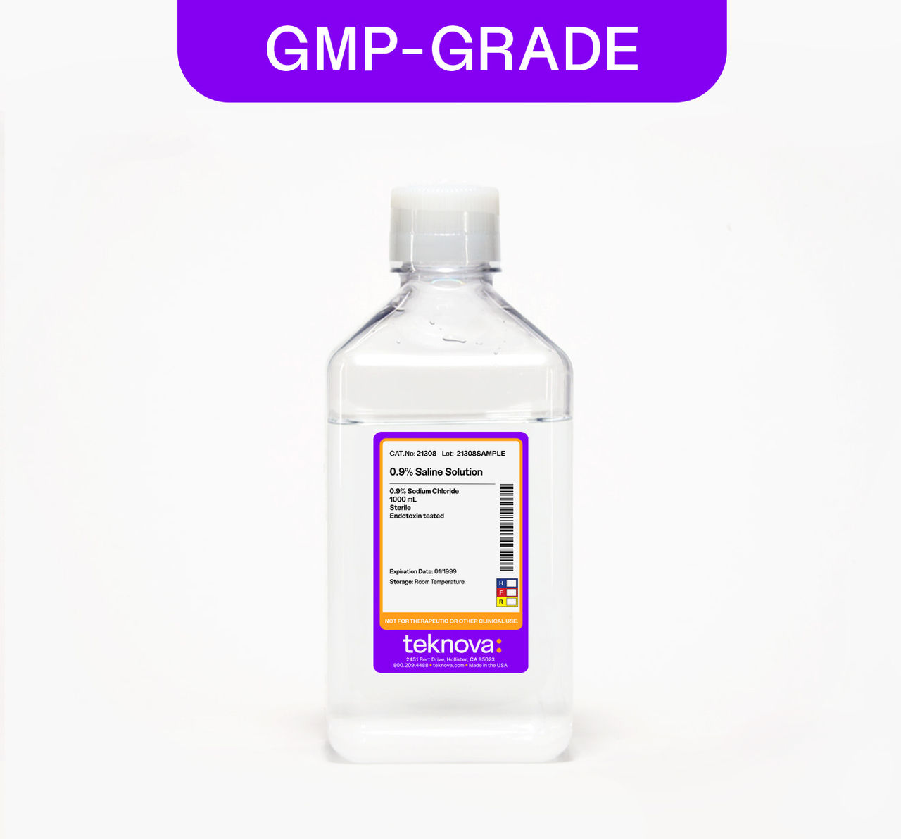 0.9% Saline Solution, 1000mL, GMP-grade